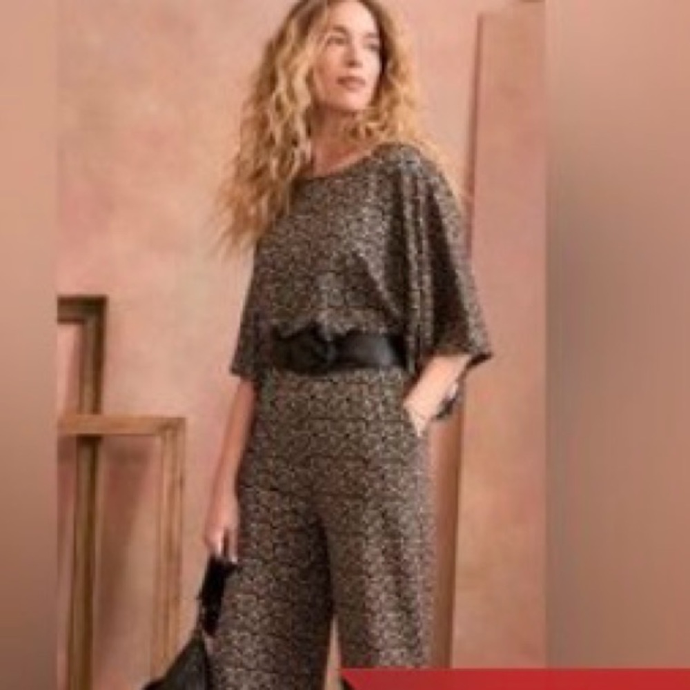 NWT Garnet Hill Prato Knit Jumpsuit, pebble black, Small